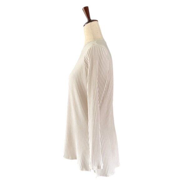 Eileen Fisher Womens Textured Stretch Rib Crew Neck Tunic Bone Long Sleeve M EUC - Picture 6 of 11